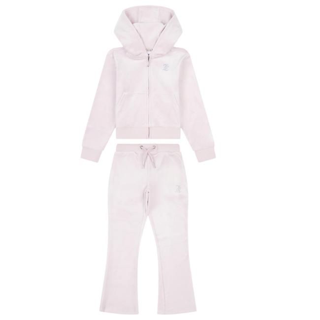 Picture of Juicy Couture Little Girls Diamante Zip Through Hoodie & Bootcut Jogger Set X 2 - Lavender Fog