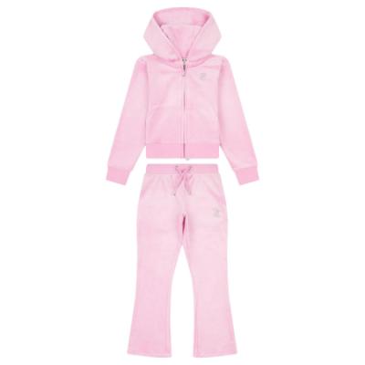 Picture of Juicy Couture Little Girls Diamante Zip Through Hoodie & Bootcut Jogger Set X 2 - Pinky Lilac Chiffon