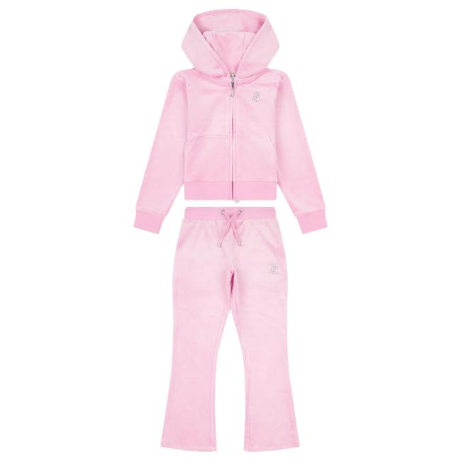 Picture of Juicy Couture Little Girls Diamante Zip Through Hoodie & Bootcut Jogger Set X 2 - Pinky Lilac Chiffon