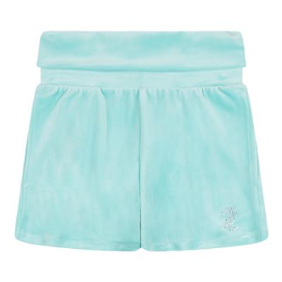 Picture of Juicy Couture Girls Diamante Logo Fold Over Waist Shorts - Angel Blue