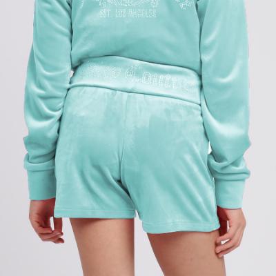 Picture of Juicy Couture Girls Diamante Logo Fold Over Waist Shorts - Angel Blue