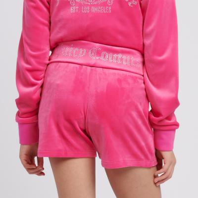 Picture of Juicy Couture Girls Diamante Logo Fold Over Waist Shorts - Fucshia Purple