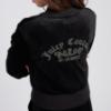 Picture of Juicy Couture Girls Cropped Zip Through Velour Sweater - Jet Black