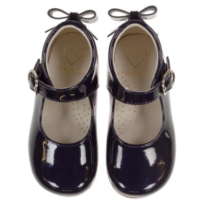 Picture of Panache Baby Girls High Back Bow Shoe - Light Navy Patent 