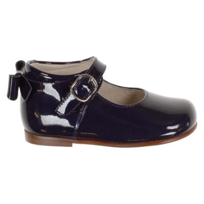 Picture of Panache Baby Girls High Back Bow Shoe - Light Navy Patent 