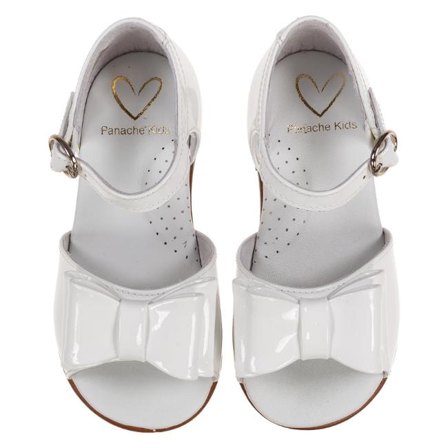 Picture of Panache Bunty Big Bow Toddler Girls Sandal - White Patent