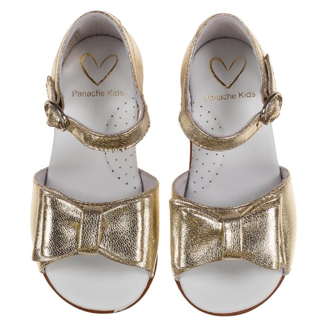 Picture of Panache Bunty Big Bow Girls Sandal - Metalic Gold Leather