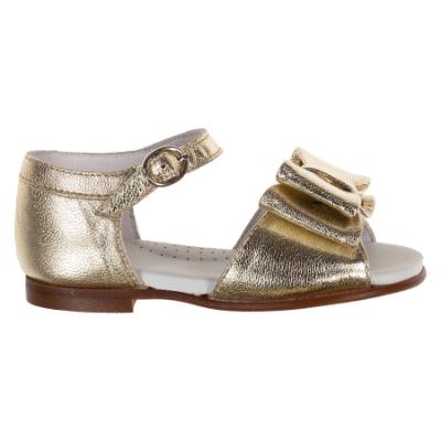 Picture of Panache Bunty Big Bow Girls Sandal - Metalic Gold Leather