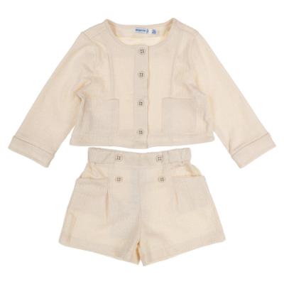 Picture of Mayoral Girls Summer Jacket & Shorts Set  X 2 - Ivory Gold