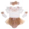 Picture of Sofija Baby Mirella Jampant Body Headband Socks Set x 4 - White Beige