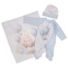 Picture of Sofija Baby Boys Milo Babygrow Hat Swaddle Set x 3 - White Blue