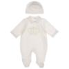 Picture of Sofija Baby Boys Prince Babygrow Hat Swaddle Set x 3 - Ivory Gold