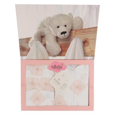 Picture of Sofija Baby Tina Babygrow Hat Swaddle Set x 3 - White Pink 