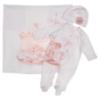 Picture of Sofija Baby Kornelia Swan Babygrow Hat Swaddle Set x 3 - White Pink  