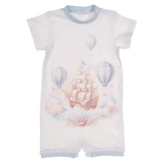 Picture of Sofija Baby Boys Milo Print Shortie - White Blue