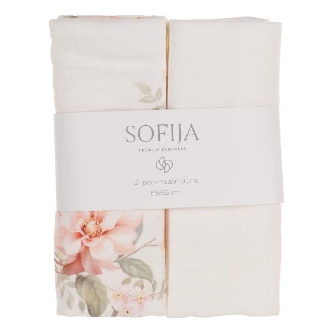 Picture of Sofija Baby Agnes Pack Of 2 Large Muslins -  Ivory Floral