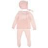 Picture of Juliana Baby Girls Knitted Lace Top Legging & Bonnet Set X 3 - Rosa Pink