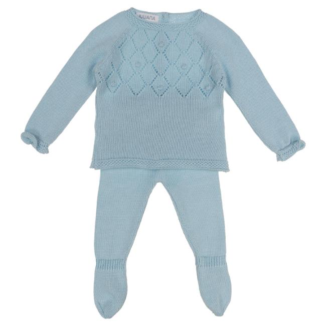 Picture of Juliana Baby Knitted Openwork Sweater & Legging Set X 2 - Aqua Blue