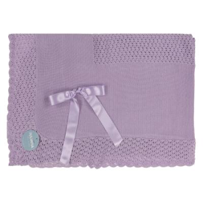 Picture of Juliana Baby Girls Openwork Knit  Shawl With Ruffle & Bow - Lilac