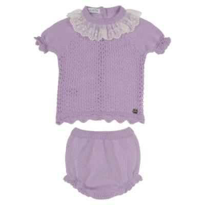 Picture of Juliana Baby Girls Knitted Lace Top & Jampants Set X 2 - Lilac