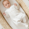 Picture of Sofija Baby Boys Prince Babygrow Hat Swaddle Set x 3 - Ivory Gold