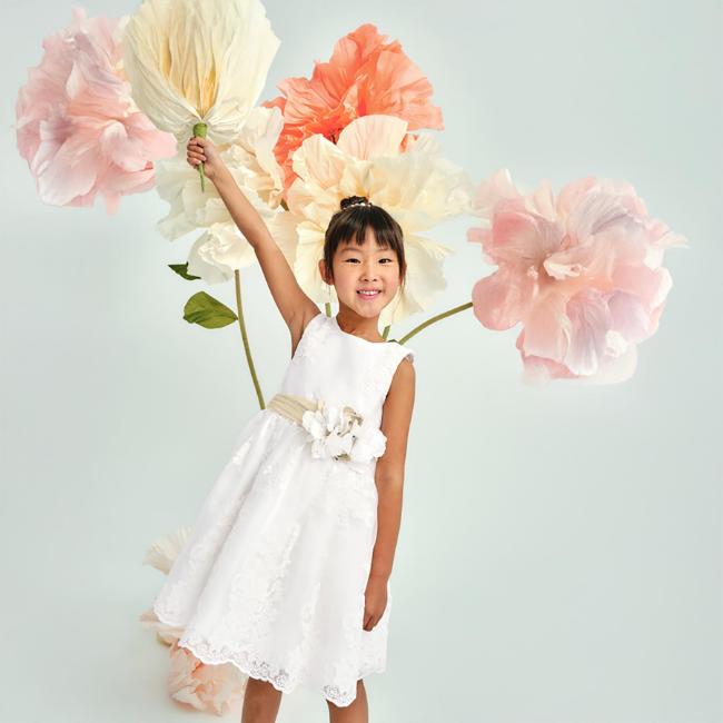 Picture of Abel & Lula Girls Special Occasion Embroidered Organza Dress - Ivory