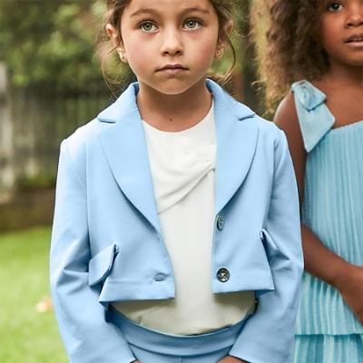 Picture of Mayoral Girls Summer Jacket & Pleated Shorts Set X 2 - Sky Blue