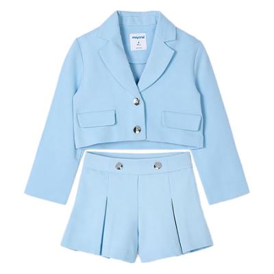 Picture of Mayoral Girls Summer Jacket & Pleated Shorts Set X 2 - Sky Blue