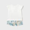 Picture of Mayoral Girls Summer Ruffle Top & Shorts Set X 2 - Blue Beige 