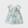 Picture of Mayoral Girls Summer Cap Sleeve Occasion Dress  -  Blue Beige