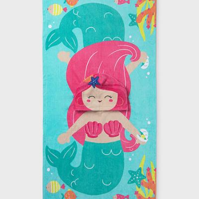 Picture of Mayoral Girls Summer Mermaid Towel Poncho - Fuschia Pink Multi 