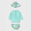 Picture of PRE ORDER Mayoral Newborn Girls Mermaid Rashguard Bottoms & Sunhat Set X 3 - Aqua Green