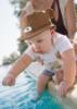 Picture of PRE ORDER Mayoral Newborn Boys Bears Top Swimshorts & Sunhat Set X 3 - Blue Brown