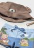 Picture of PRE ORDER Mayoral Newborn Boys Bears Top Swimshorts & Sunhat Set X 3 - Blue Brown