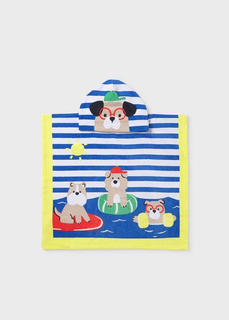 Picture of Mayoral Boys Summer Puppies Towel Poncho - Blue Multi