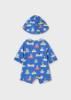 Picture of Mayoral Newborn Boys Puppies Swim Suit & Sunhat Set X 2 - Blue Multi