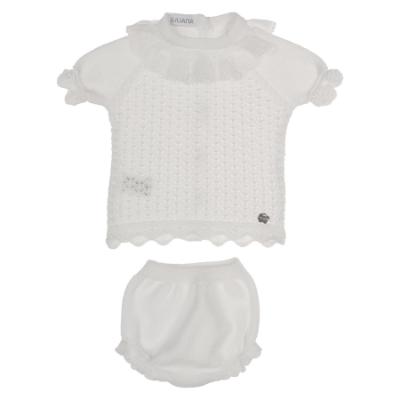 Picture of Juliana Baby Girls Knitted Lace Top & Jampants Set X 2 - White