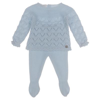 Picture of Juliana Baby Boys Knitted Openwork Sweater & Legging Set X 2 - Celeste Blue