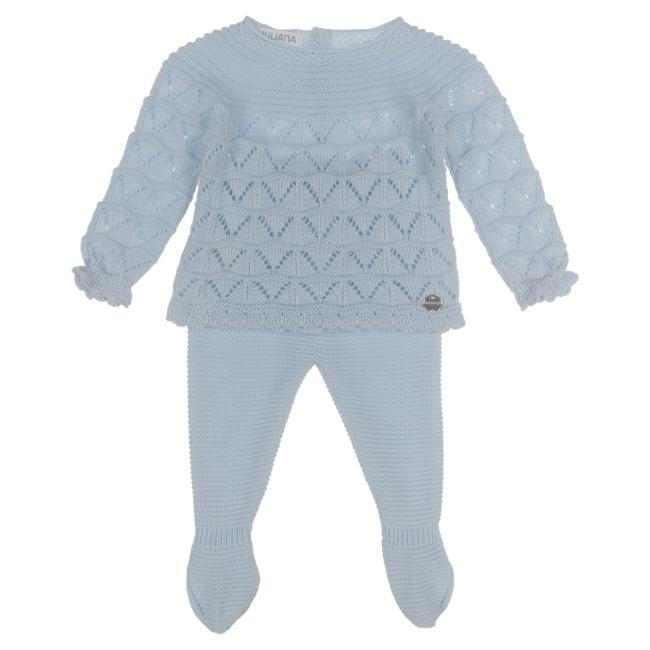 Picture of Juliana Baby Boys Knitted Openwork Sweater & Legging Set X 2 - Celeste Blue