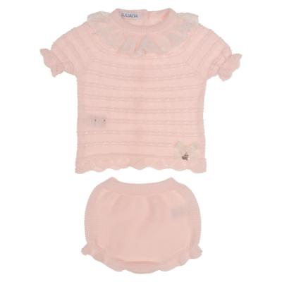 Picture of Juliana Baby Girls Knitted Lace Top & Jampants Set X 2 - Rosa Pink