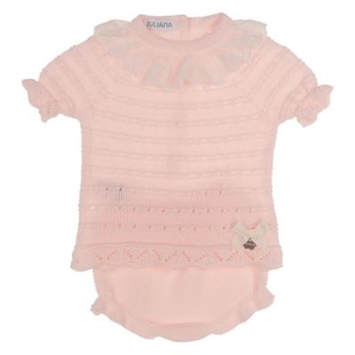 Picture of Juliana Baby Girls Knitted Lace Top & Jampants Set X 2 - Rosa Pink