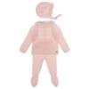 Picture of Juliana Baby Girls Knitted Lace Top Legging & Bonnet Set X 3 - Rosa Pink White