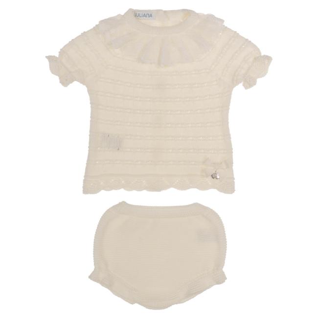 Picture of Juliana Baby Girls Knitted Lace Top & Jampants Set X 2 - Crudo Cream