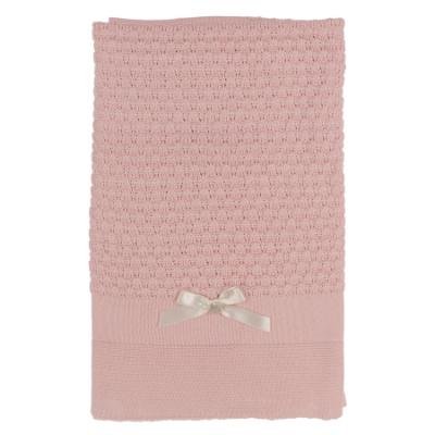 Picture of Rigola Baby Girls Openwork Knit Organic Cotton Shawl - Rose Pink