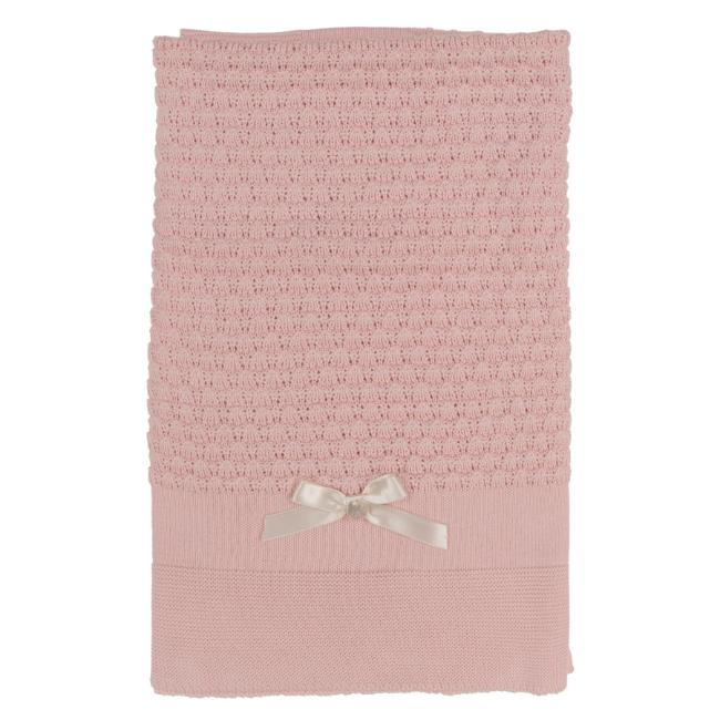 Picture of Rigola Baby Girls Openwork Knit Organic Cotton Shawl - Rose Pink