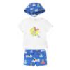 Picture of Mayoral Newborn Boys Puppies Top Swimshorts & Sunhat Set X 3 - Blue Multi