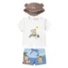 Picture of PRE ORDER Mayoral Newborn Boys Bears Top Swimshorts & Sunhat Set X 3 - Blue Brown