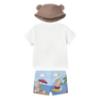 Picture of PRE ORDER Mayoral Newborn Boys Bears Top Swimshorts & Sunhat Set X 3 - Blue Brown