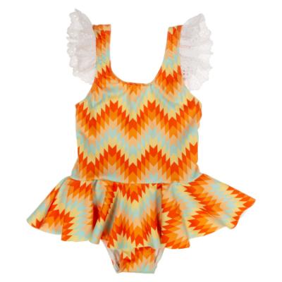 Picture of Rochy Girls Flecha Skirted Swimsuit - White Orange