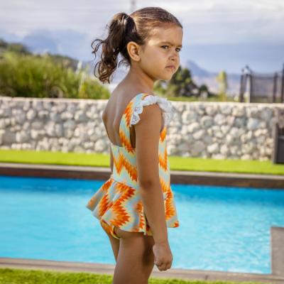 Picture of Rochy Girls Flecha Skirted Swimsuit - White Orange